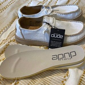 NWT Hey Dude Crochet - white shoes size 6 with extra insoles